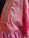 Short Silk Kimono Dress - Hot Pink