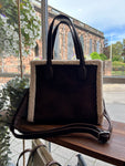 Faux Suede Shearling Bag - Chocolate