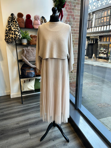 2in1 Pleated Dress - Cream