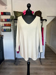 Two Tone V Neck Thin Knit Jumper