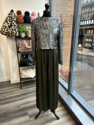 Satin Trousers - Khaki