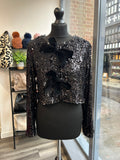 Cropped Sequin Bow Jacket/Top - Black