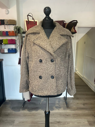 Double Breasted Boxy Coat - Taupe