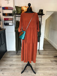 Needlecord Smock Dress - Rust