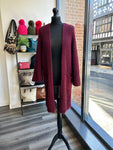 Waffle Knit Cardigan - Wine