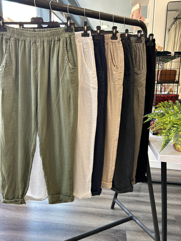 Tapered Linen Trousers