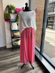 Linen Striped Wide Leg Trousers