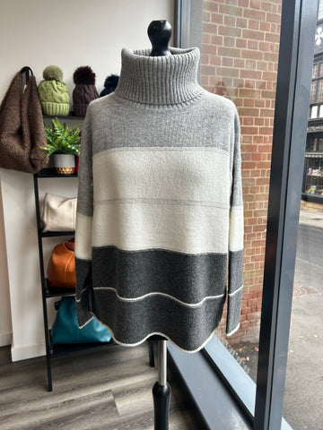 Boxy Roll Neck Jumper - Grey