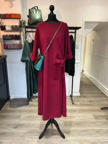 Oversize Sweatshirt Dress - Wine