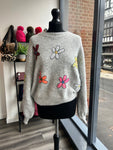 Sequin Daisy Jumper - Grey