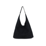 2in1 Faux Suede Shoulder Bag - Black
