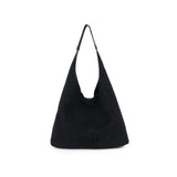 2in1 Faux Suede Shoulder Bag - Black