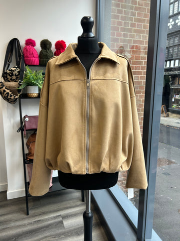 Faux Suede Jacket -Camel