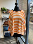 Striped Scooped Hem Jersey Top