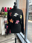 Sequin Daisy Jumper - Black