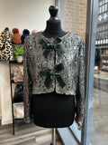 Cropped Sequin Bow Jacket/Top - Sage