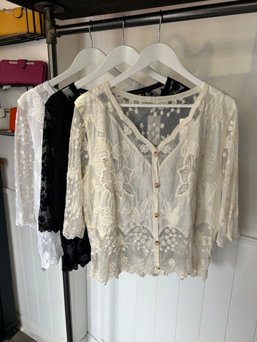 Lace Button Down Top