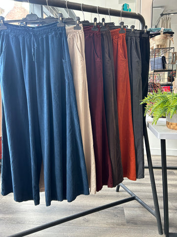Needlecord Wide Leg Trousers