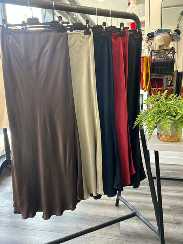Bias Cut Satin Maxi Skirt