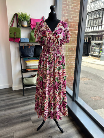 V Neck Maxi Dress - Multi