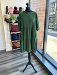 Needlecord Smock Dress - Forest Green