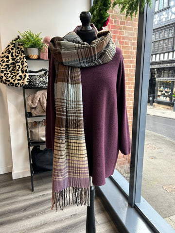 Checked Scarf - Plum