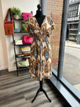 V Neck Midi Dress - Camel