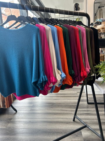 Batwing Frill Sleeve Knit Jumper