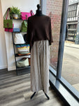 Linen Striped Wide Leg Trousers