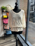 Embroidered Batwing Blouse - Stone