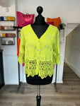 Short Embroidered Button Down Top