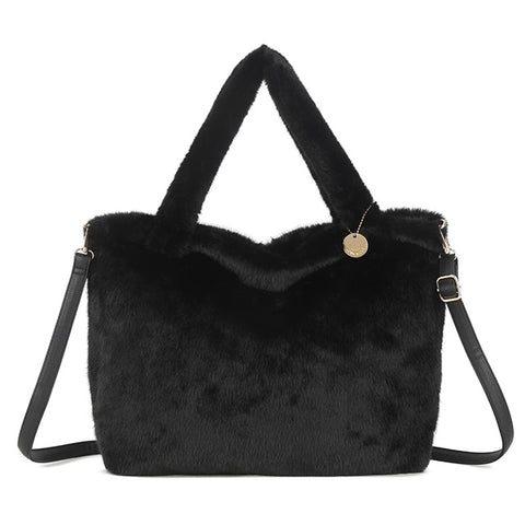 Large Faux Fur Bag - Black