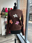 Sequin Daisy Jumper - Chocolate
