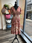 V Neck Midi Dress - Mauve