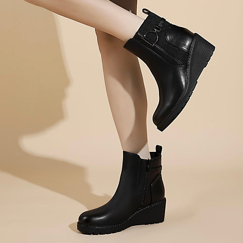 Wedge Ankle Boots - Black