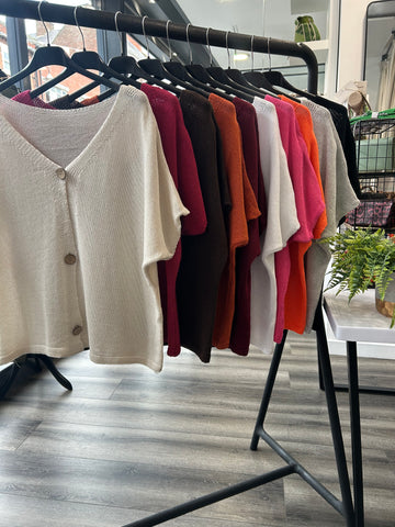 V Neck Cotton Knit Cardigan