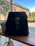 Faux Suede Backpack - Black