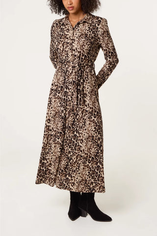 Animal Print Shirt Dress