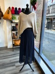 Pleated Chiffon Skirt - Navy