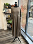 Ribbed Jersey Cotton Dress - Taupe