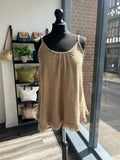 Linen Blend Raw Edge Swing Vest