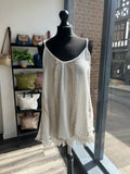 Linen Blend Raw Edge Swing Vest