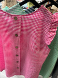 Gingham Button Back Top