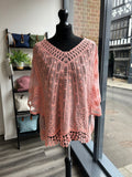 Lace Embroidered Top - Salmon