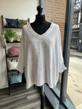 V Neck Cotton Frill Top