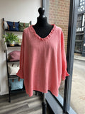 V Neck Cotton Frill Top