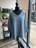 V Neck Cotton Frill Top