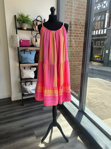 aztec dress pink Aztec Embroidered Maxi Dress