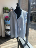 Gingham V Neck Frill Top