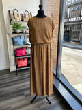 Box Pleat Wide Leg Embossed Trousers